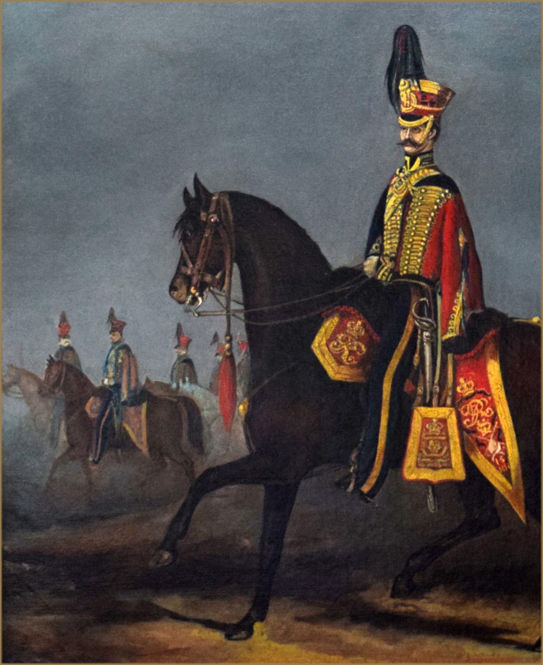 Portrait Of An Officer Of The 15th Kings Hussars Mounted On His